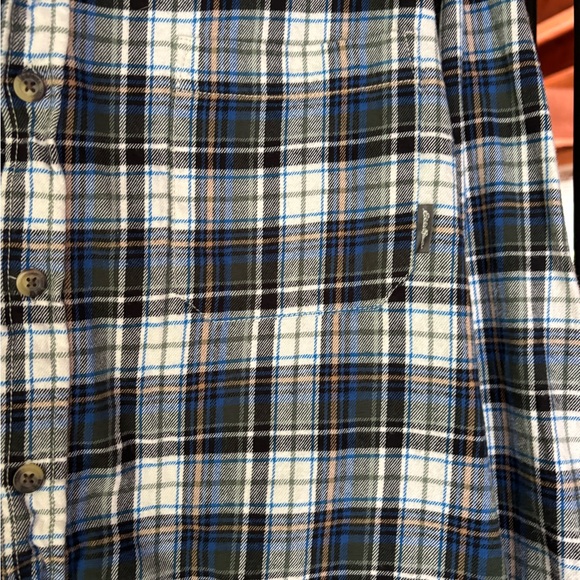 Eddie Bauer Navy and White Plaid Shirt - Picture 2 of 4